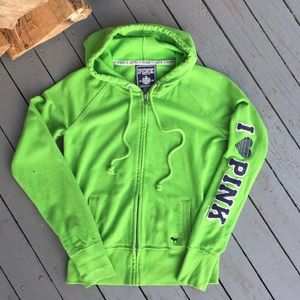 PINK VS Kiwi Green Zip Up Hoodie